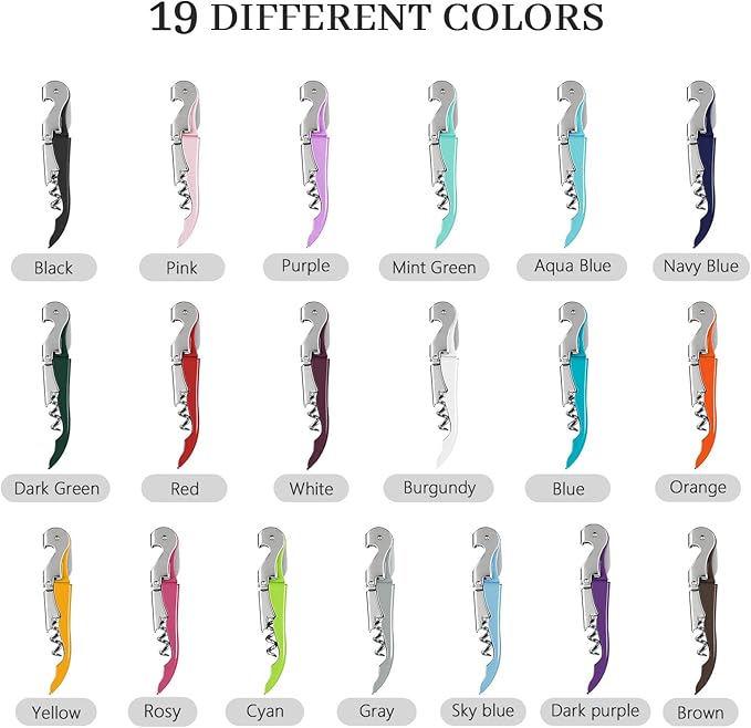 HYZ 2-Pack Wine Opener Waiter Corkscrew, Professional Wine Key for Servers, Bartender with Foil Cutter, Manual Wine Bottle Opener Double Hinged (Sky Blue)