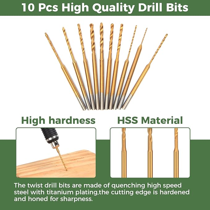 3-Speed Cordless Mini Drill Pen, Rechargeable DIY Electric Hand Drill with 10 Small Drill Bits for Jewelry Making Stone Plastic Resin Keychains-Beginner Friendly (Olive Green)