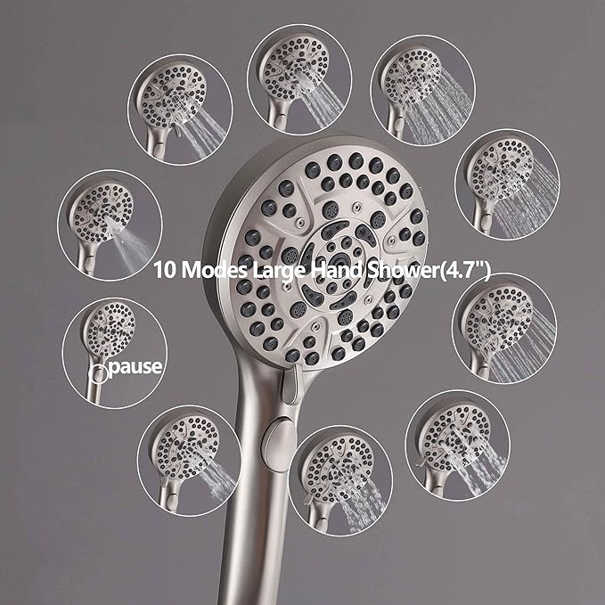 3 Handle Tub Shower Faucet Bathtub Shower Faucet Set With Tub Spout, Brushed Nickel Tub and Shower Trim Kit with Valve