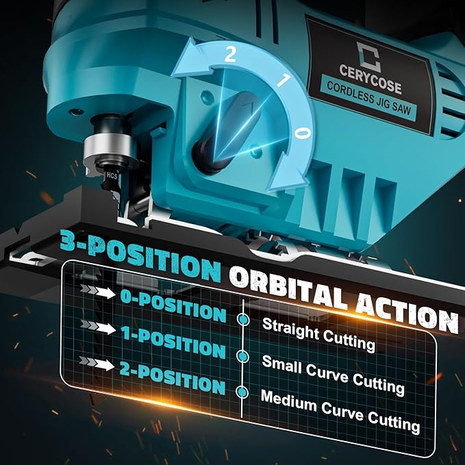 Jigsaw Compatible With Makita 18V Battery, Cordless jig saw tool Brushless Motor, 0°- 45° Bevel Cuts, LED Light with 3 Position Orbital Setting for Straight/Curve/Bevel/Circle Cutting (NO Battery)