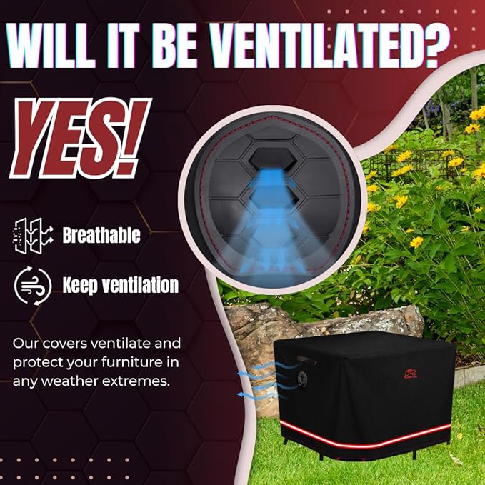 Turtle Life Patio Furniture Sets Cover, Heavy Duty Square Durable Waterproof Outdoor UV Resistant Anti-Fading Dining Table Chairs Furniture Cover, Black, 56"L x 56"W x 29"H