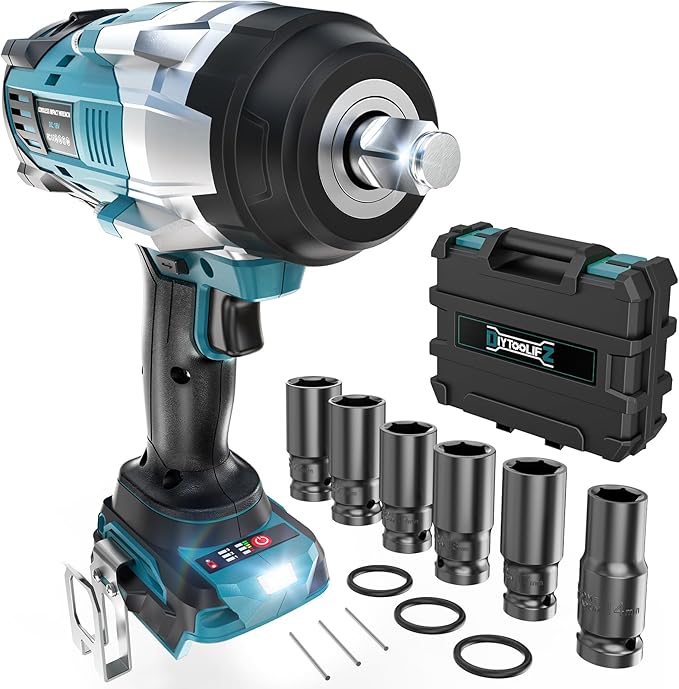 Cordless Impact Wrench 1/2" Compatible with Makita 18v Battery, 1700 Ft-lbs High Torque Impact Driver with 6Pcs Sockets & Storage Case, Brushless Electric Impact Gun with 4 Modes & LED Light