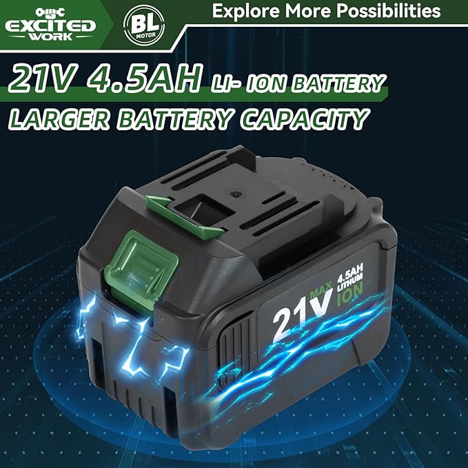 Brushless 1/2 Inch 20V Impact Wrench Kit, 600Nm Brushless Power Impact Gun with 4.5Ah Battery, Fast Charger and Tool Box