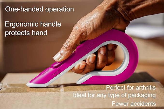 Slice Box Cutter | Manual Retracting | Heavy Duty Utility Knife | Safe Ceramic Blade Lasting 11x Longer than Metal | 1 Pack | Pink