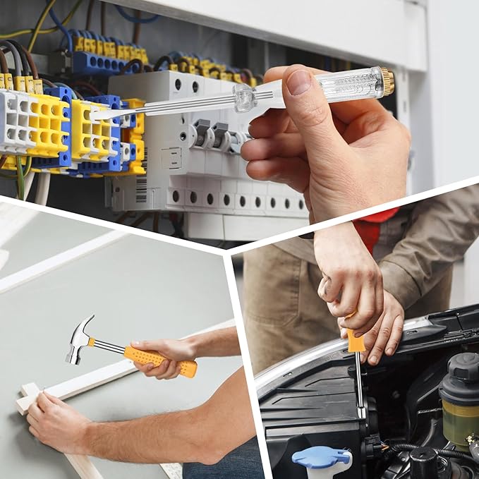 24 Piece Small Tool Kit for Men and Women, Mini Hand Tool Set with Storage Box for Home, DIY, Office, Garage(Yellow)