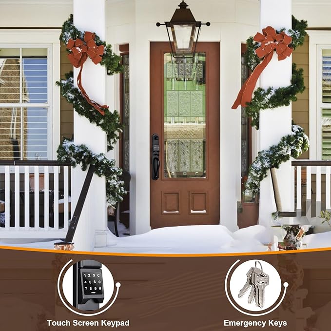 Smart Front Door Lock Set, Keyless Entry Door Lock with Touchscreen, Matte Black Finish, Right Hand