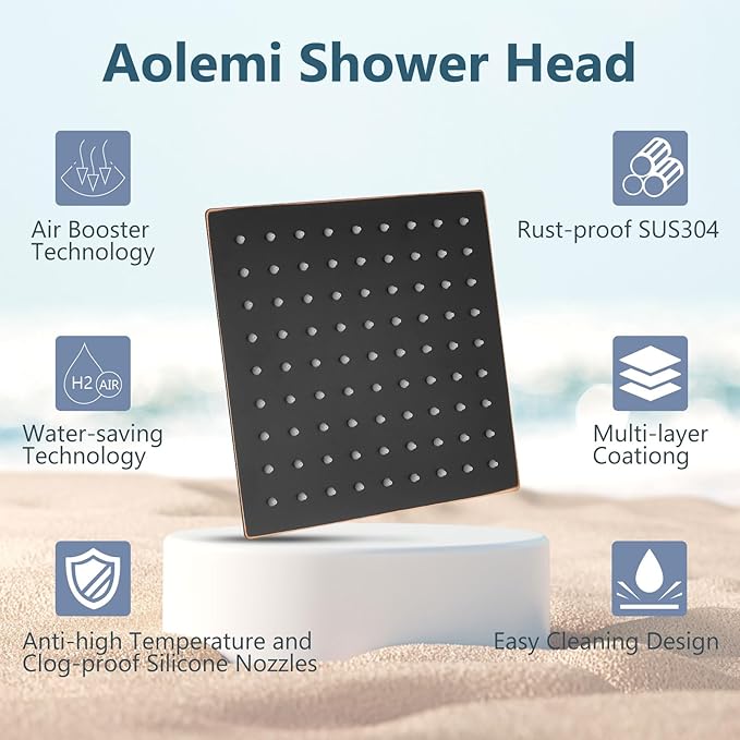 Aolemi Shower System with Rainfall Shower Head and Handheld Wall Mount,High Pressure Shower Faucet Set Fixture Combo with 2 in 1 Handheld Spray Rough-in Valve,8 Inch Shower Head Oil Rubbed Bronze