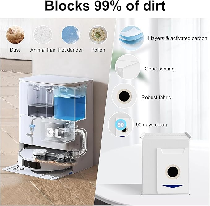 T30s Vacuum Accesories Kit Compatible with ECOVACS DEEBOT T30S Combo Robot Vacuum, t30s Replacement Parts Include 1 V-Shaped Brush, 1 Hepa Filters, 1 Mop Pads, 1 Side Brush, 1 Dust Bags (5 PCS)