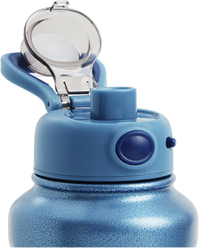 Elk Stainless Steel Bottle with Easy-Push Lock Button and Dual Lid with Removable Straw - 30 Oz - Rustic Ocean