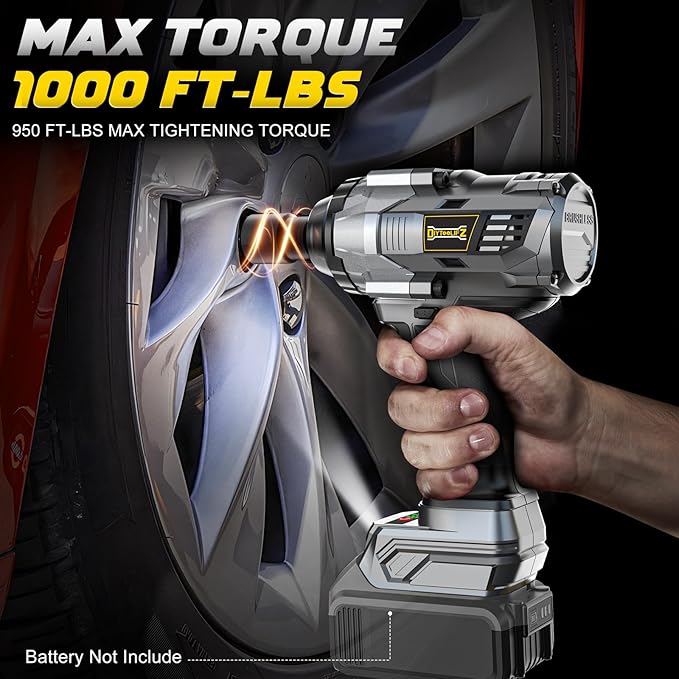 Cordless Impact Wrench 1/2 inch Compatible with DeWalt 20v Battery, 1000Ft-lbs(1360N.m) High Torque Impact Driver with 4-Modes, LED Work Light, Brushless Electric Impact Gun Car/Truck/Mower(Bare Tool)