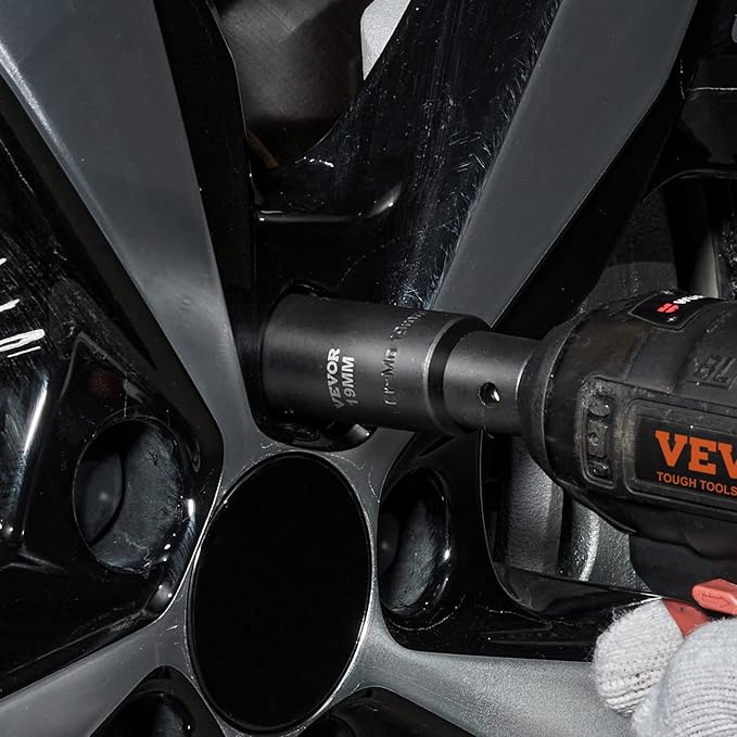 VEVOR Impact Socket Set 3/8" Drive, 90 PCS, CR-MO, SAE 1/4"-3/4" Metric 6-19mm, with Shallow & Deep Sockets, Swivel & E-Torx & Bit socket Sockets, Extension Bars, Adapters, Universal Joint