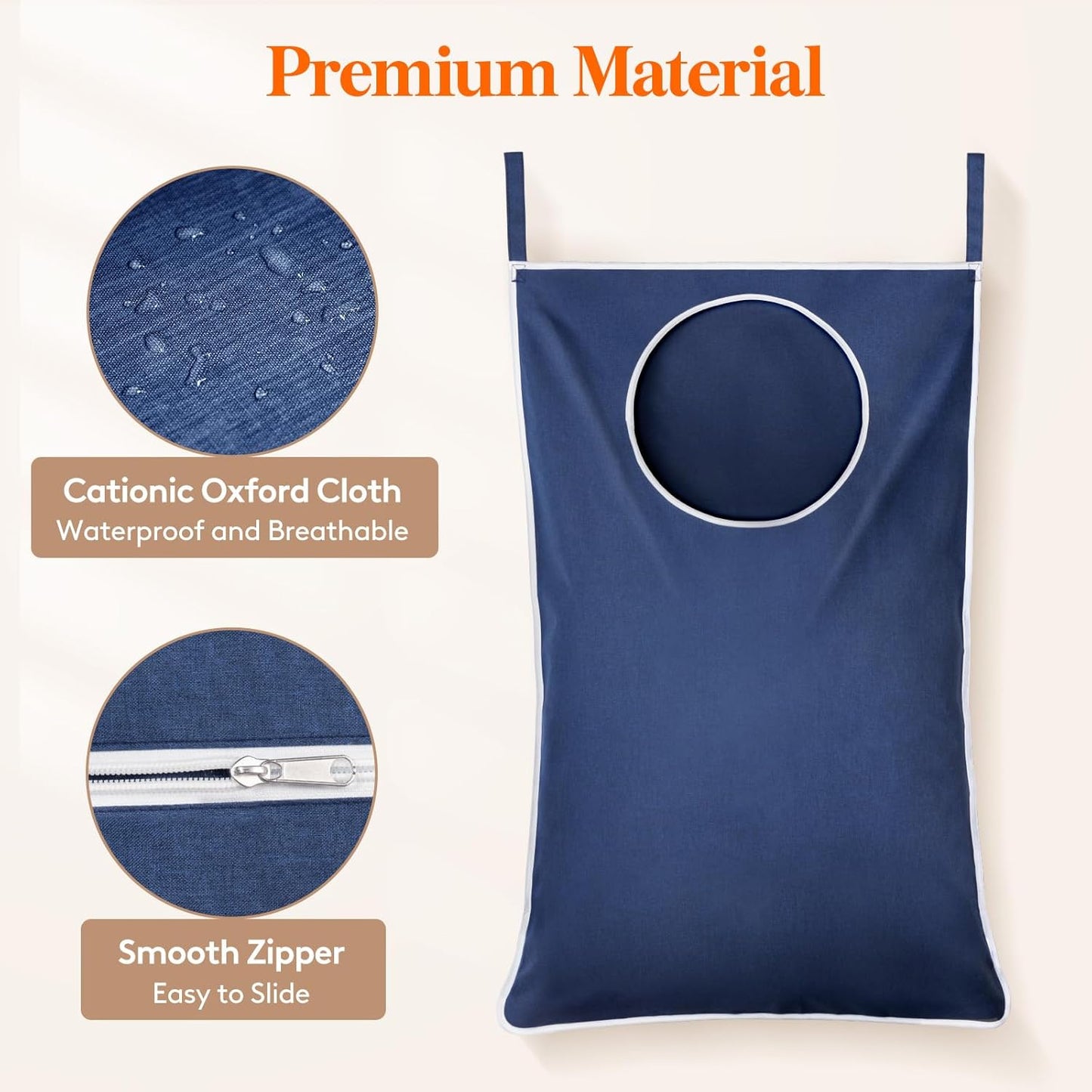 Lifewit Over Door Laundry Hamper, Large Collapsible Hanging Laundry Hamper, Hanging Laundry Basket Bag for Bathroom Bedroom Dirty Clothes Storage Organizer, Dark Blue