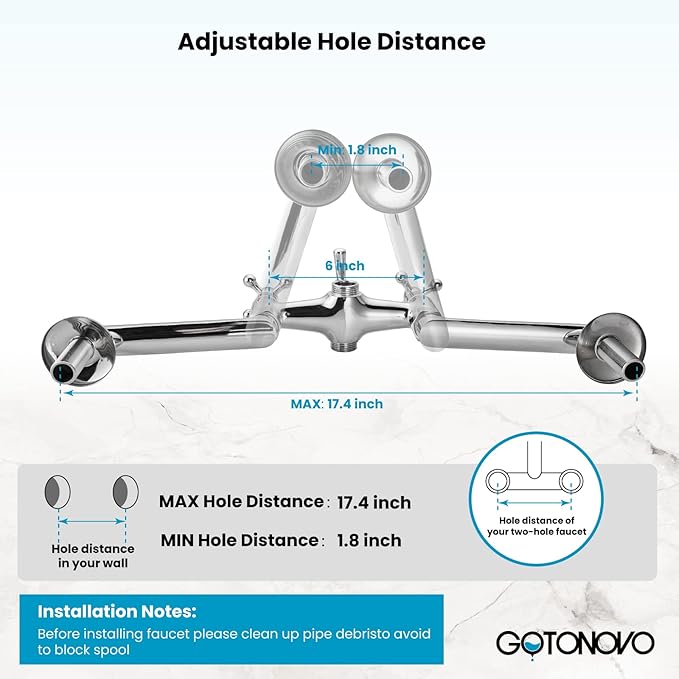 gotonovo Clawfoot Bathtub Faucet Tub Filler with Hand Held Shower Faucet Set Victorian Double Cross Handle 6 Inch Center Adjustable Swing Arms Tub Mount Long Adapter Polished Chrome
