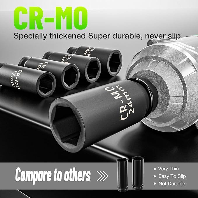 1200N.m(900ft-lbs) Cordless Impact Wrench, 1/2 Impact Socket Set, High Torque 1/2" Impact Gun With 4* CR-MO Sockets & 1* 3'' Extension Rod, 2* 21V 4.0Ah Battery, Fast Charger & Storage Case