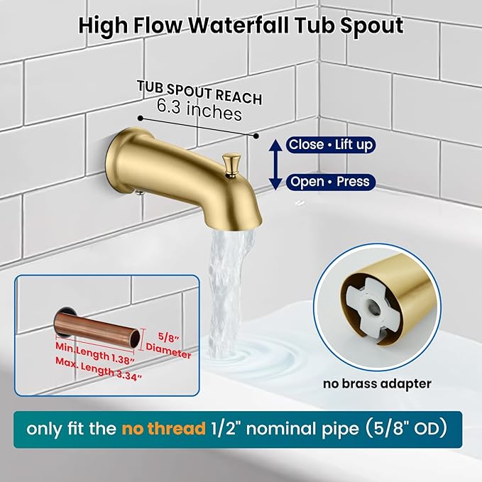 gotonovo Bathroom Shower Head Kit High Pressure Combo System Shower Faucet 6 Modes ABS Handheld Spray Shower Trim Kit Valve Included Shower Head and Handle Set Brushed Gold