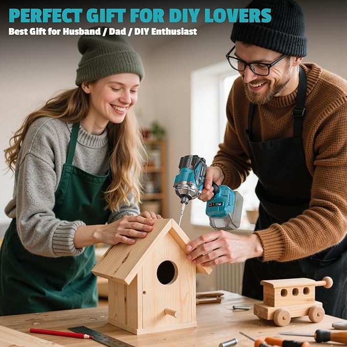 Cordless Impact Driver 1/4" Compatible with Makita 18V Battery (Bare Tool), 2800 In-lbs Brushless Impact Drill, 3900 RPM Compact Driver Tool for Home Projects, Auto-Stop & LED Light