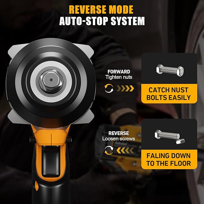 1000N.m Cordless Impact Wrench 1/2 inch,20V 740ft-lbs High Torque Impact Gun with 4.0 AH Battery,Sockets and Case,Brushless Power Impact Driver for Automotive and Heavy Duty Use
