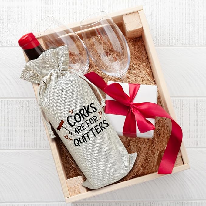 Funny Wine Bag, Friendship Gifts Birthday Gifts for Women Men Sister Bestie Coworker Friends, Wine Bag Party Favor Wine Champagne Gift Bag With Drawstring -32