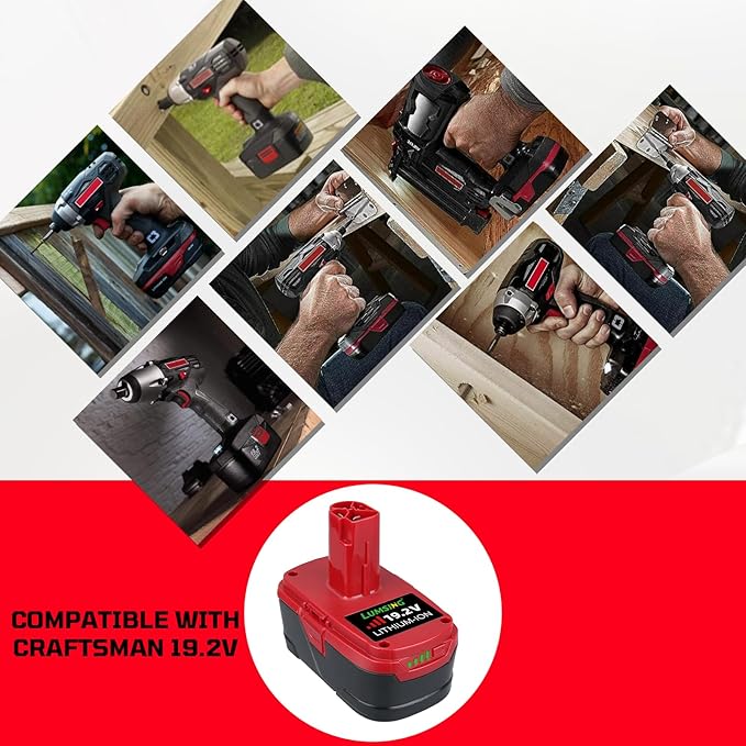 LUMSING 1Pack C-3 5.0Ah Replacement for Craftsman 19.2V Battery Compatible with Craftsman Battery 19.2V C-3 315.115410 315.11485 130279005120235021 11375 Cordless Drills