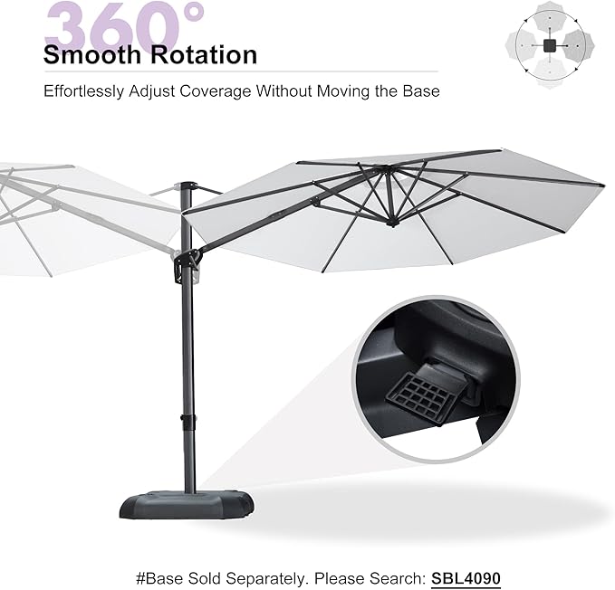 PURPLE LEAF 10 Feet Patio Umbrella Outdoor Cantilever Round Umbrella Aluminum Offset Umbrella with 360-degree Rotation for Garden Deck Pool Patio White