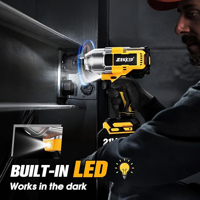Cordless Impact Wrench, 1/2 Impact Gun, 958Ft-lbs (1300N.m) 3500RPM Brushless High Torque Impact Driver, 2x4000mAh Batteries, Fast Charger & 5 Sockets, Variable Speeds for Car, Truck RV, Mower