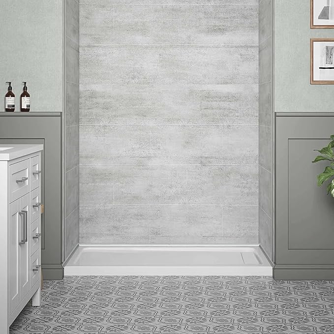 Shower Base in White Left Drainer Cover, Rectangular Shower Pan 60 "×32"×2.8", Anti-Slip Acrylic Shower Base for Bathroom