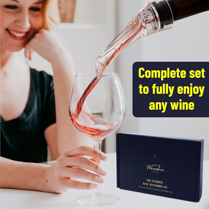 Wine Accessories Set, Featuring 3 in-1 Multifunctional Waiters Corkscrew Bottle Opener, Wine Aerator Pourer Spout & Decanter, Air-Tight Wine Stopper.