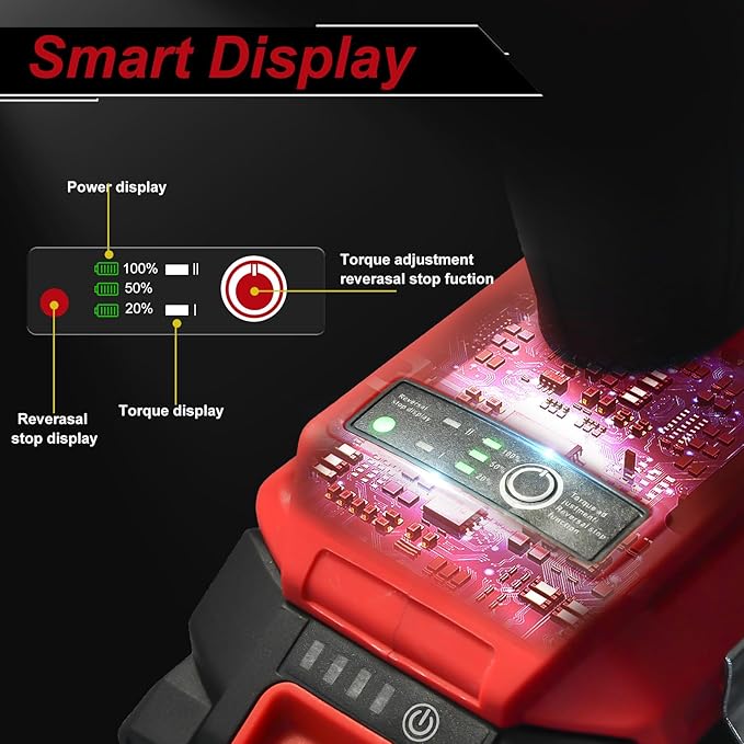 AOBEN Cordless Impact Wrench 1/2 inch,21V 300N.m Brushless Impact Gun with 2X 4.0Ah Battery,Charger & 6 Sockets,Electric Impact Wrench for Car Home (2 battery)