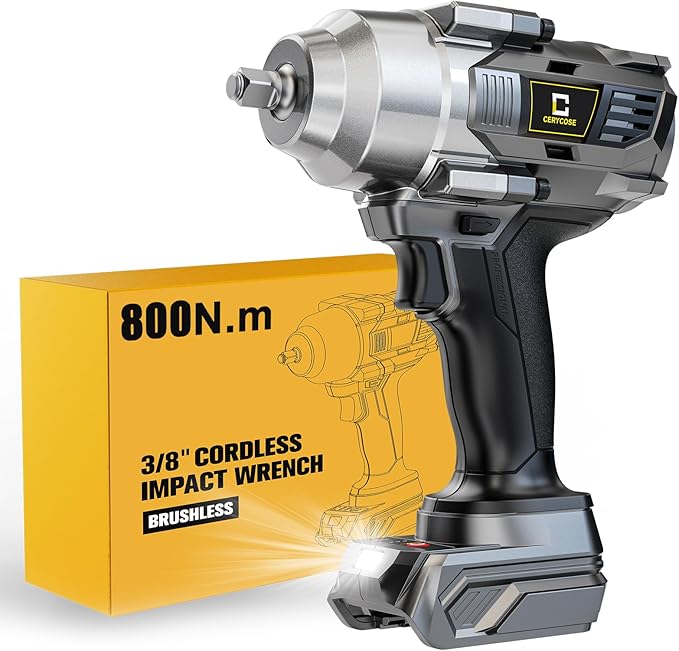 Cordless Impact Wrench Compatible with Dewalt 20V Max Battery, 3/8" 600Ft-lbs (800N·m), Brushless Electric Impact Driver, 2400 RPM, LED Light – Compact, Light-Duty, No Battery Included