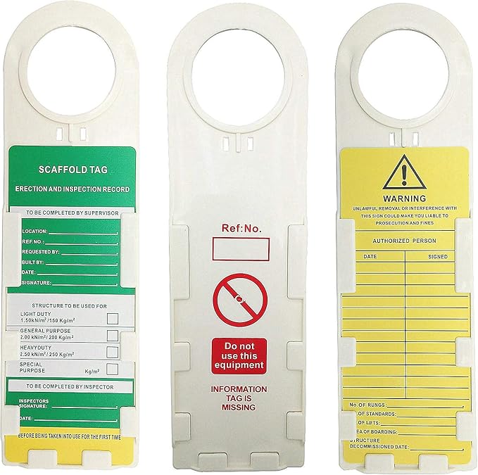 Scaffold Status Holder and Tags, 10 Holder, 10 Scaffold Tags, 11-3/4" Height, 3-1/2" Width (Set of 10)
