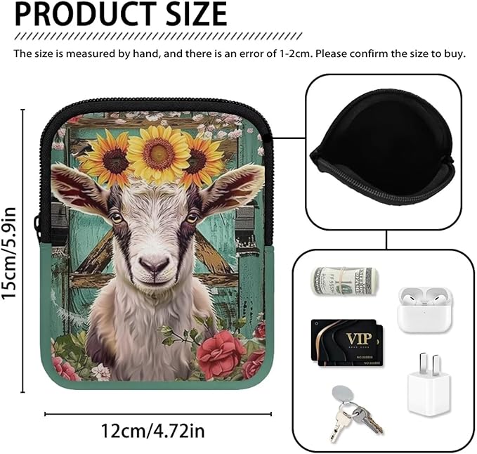 Goat Sunflower Stanley Cup Pouch with Adjustable Strap Water Bottle Storage Bag 20oz-40oz IceFlow Tumbler Pouch for Stanley Accessories