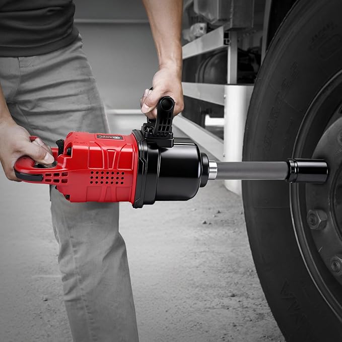 1 Inch Air Impact Wrench, Up to 4000 ft-lbs High Reverse Torque, 1'' Pneumatic Impact Gun w/ 9 Inch Extended Anvil and 2 D Handles 3800RPM for Heavy Duty Repairs