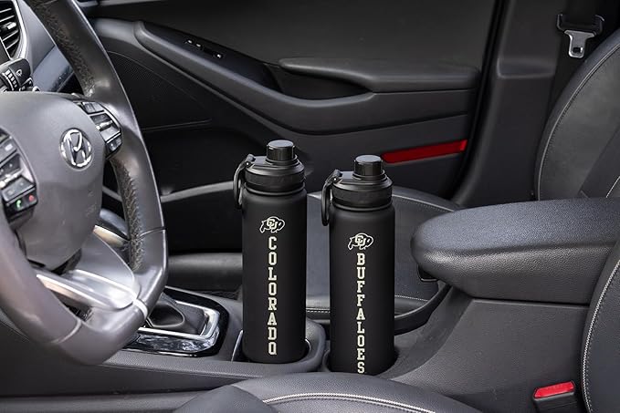 Colorado Buffaloes Water Bottle - Black Double Walled Stainless Steel 24 oz Keeps Drinks Cold or Hot