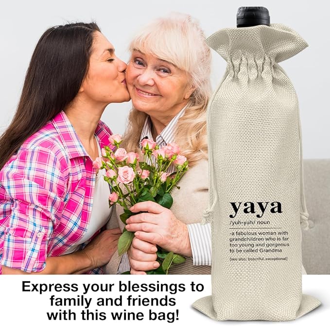 Grandma Gifts Wine Bag Yaya Gifts for Grandma Birthday Mother's Day Yaya Definition Wine Gift Bag