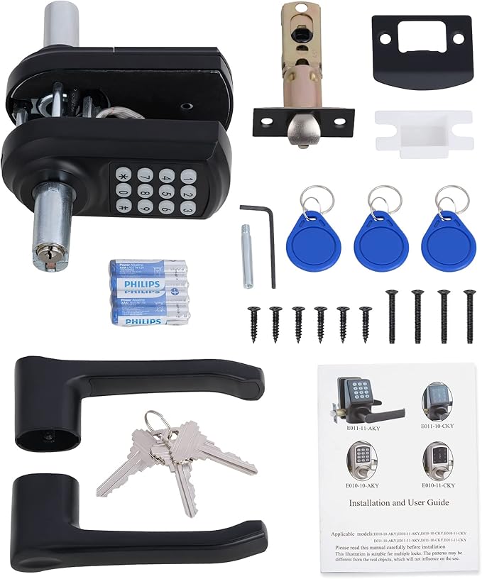 Digital Door Lock - Matte Black Electronic IC Card USB Keypad Lever Lock for Office, Bedroom, Hotel, Apartment