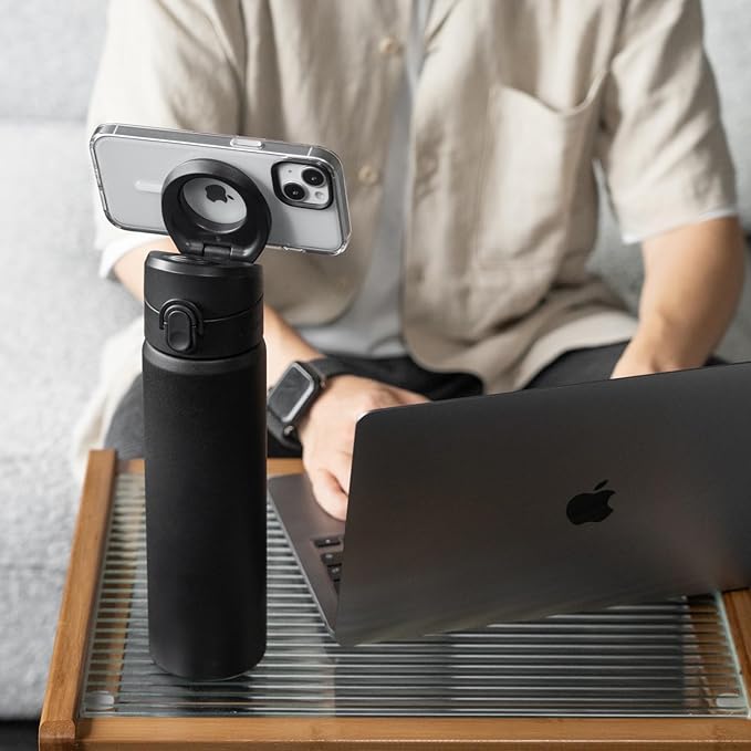 RHINOSHIELD AquaStand Magnetic Bottle 23 oz | Stainless Steel Insulated Sport Bottle w/MagSafe Handle, Adjustable Tripod, Rounded Spout & Leak-Proof - Marquette University - Marquette Yellow