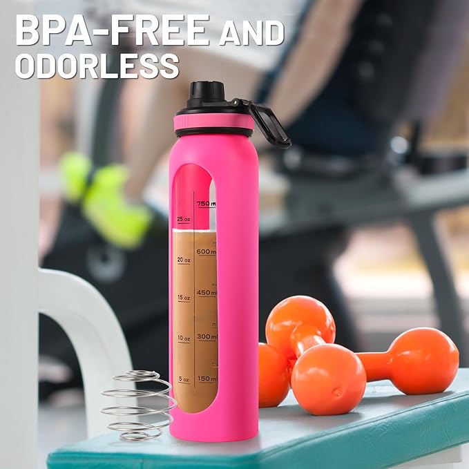 Glass Shaker Bottle,34oz BPA-Free Blender Shaker Bottle With Ball and Cleaning Brush for Protein Mixes Fitness