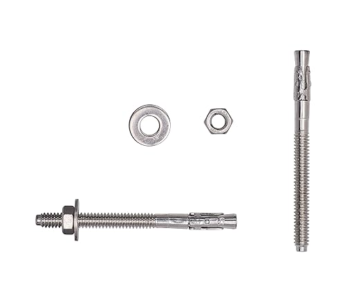 Bolt Dropper 1/4" X 2-1/4" Wedge Anchor (10pc), 18-8 Stainless Steel Corrosion Resistant Commercial Grade Washers and Nuts Included Choose Size