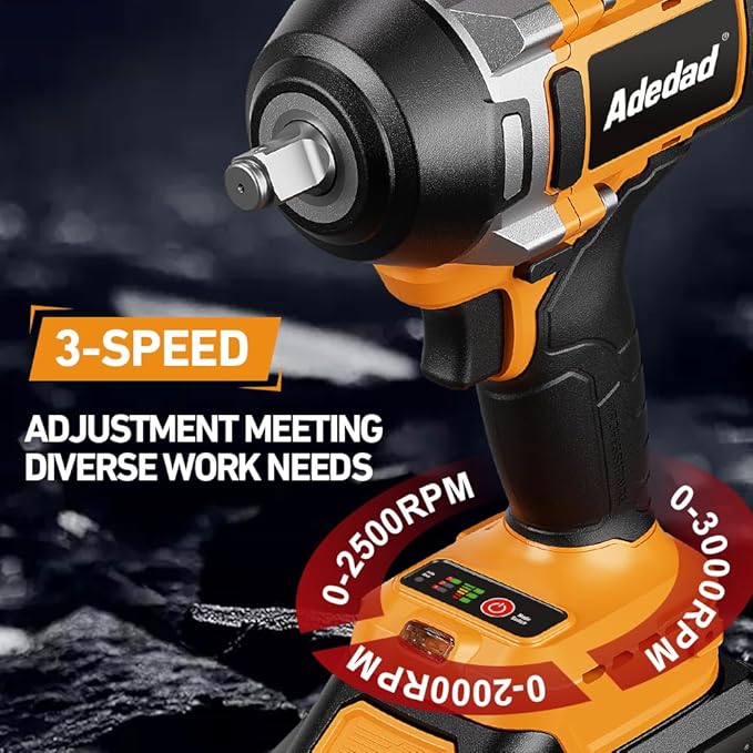 1000N.m Cordless Impact Wrench 1/2 inch,20V 740ft-lbs High Torque Impact Gun with 4.0 AH Battery,Sockets and Case,Brushless Power Impact Driver for Automotive and Heavy Duty Use