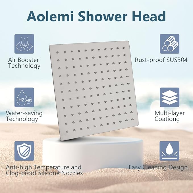Aolemi Shower System with Rainfall Shower Head and Handheld Wall Mount,High Pressure Shower Faucet Set Fixture Combo with 2 in 1 Handheld Spray Rough-in Valve,10 Inch Shower Head Brushed Nickel