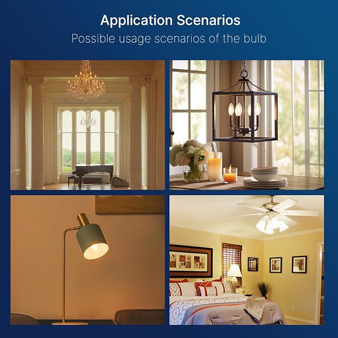 FLSNT Dimmable LED Candelabra Light Bulbs 60W Equivalent E26 Base, B11 LED Chandelier Candle Light Bulbs, 2700K Soft White, 6 Pack UL,CA65 Listed.