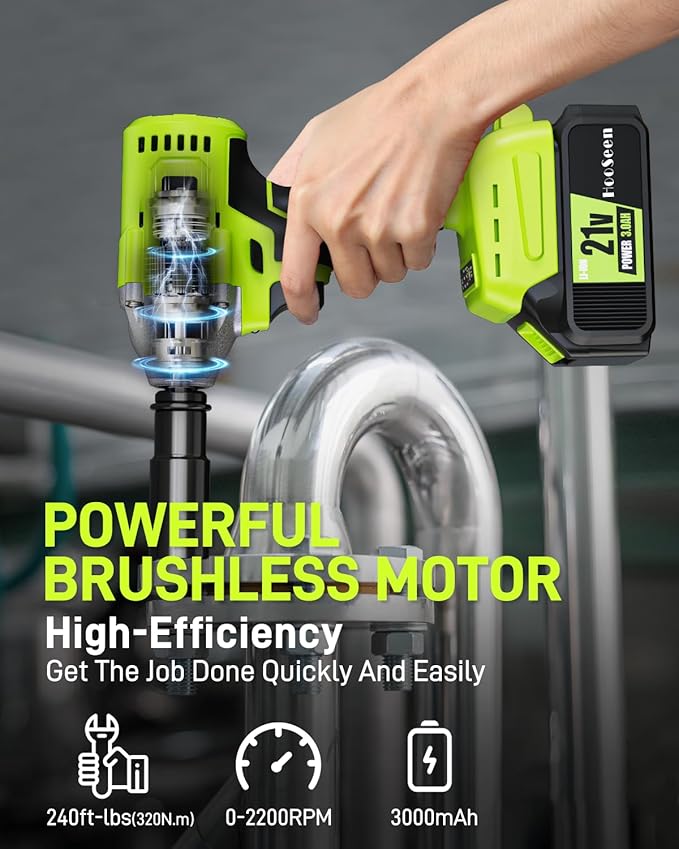 Cordless Impact Wrench Impact Driver Kit 1/2 Impact Gun 21V Brushless High Speed Torque 240 Ft-lbs (320N.m) Impact Drill, Electric Socket Wrenches Battery Powered Half Inch Craftsman Power Tool Set