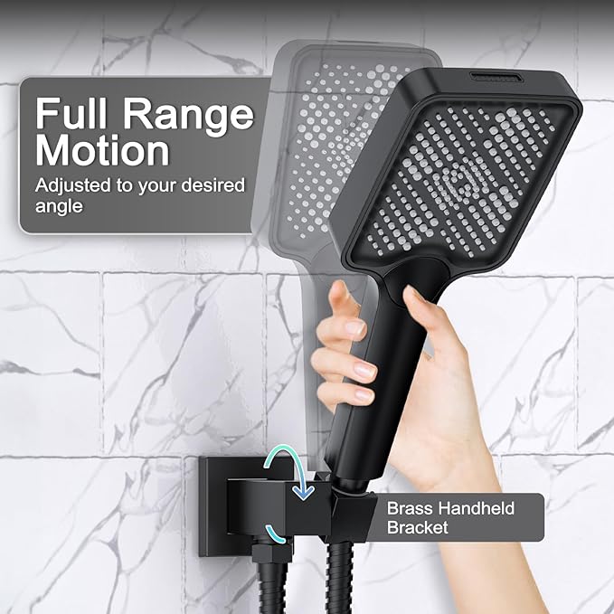 Matte Black 13-Inch Rainfall Shower System - Premium Shower Head & Handheld Sprayer, Complete Bathroom Set with Faucet Mixer Trim Kit & Valve