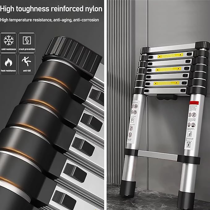 Telescoping Ladder 15 FT - Aluminum Telescopic Ladder with Non-Slip Feet - Portable Collapsible Extension Ladders for Home Roof Loft RV Work with EN131 Certified - 331lbs Max Capacity