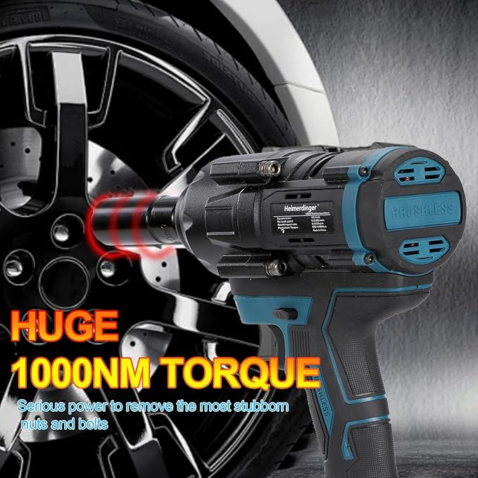 1000N.m(738FT-lbs) Cordless Impact Wrench for Makita 18V Battery,1/2 inch Brushless Electric Impact Driver Gun for Truck,Heavy-duty Project