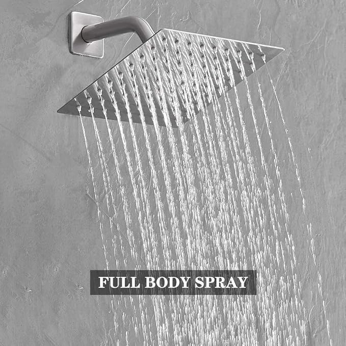 Brushed Nickel Shower System with 8'' Rainfall Shower Head, Handheld Shower head, Bathroom Luxury Rain Mixer Shower Combo Set Wall Mounted Shower Faucet Rough-in Valve and Trim Kit