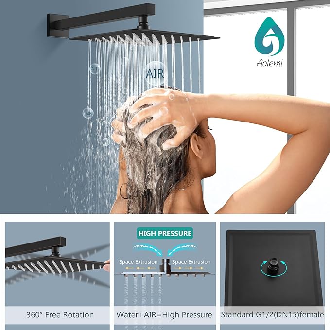 Aolemi Shower System with Rainfall Shower Head and Handheld Wall Mount,High Pressure Shower Faucet Set Fixture Combo with 2 in 1 Handheld Spray Rough-in Valve,16 Inch Shower Head Oil Rubbed Bronze