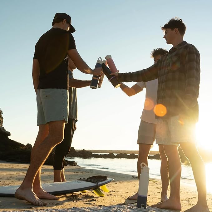 Smart Water Bottle with Premium Bluetooth Speaker, Portable Charger, LED Light, Hands-Free Mic, Insulated Stainless Steel, Straw Lid, BPA-Free, 20oz - Mix & Match Colorways