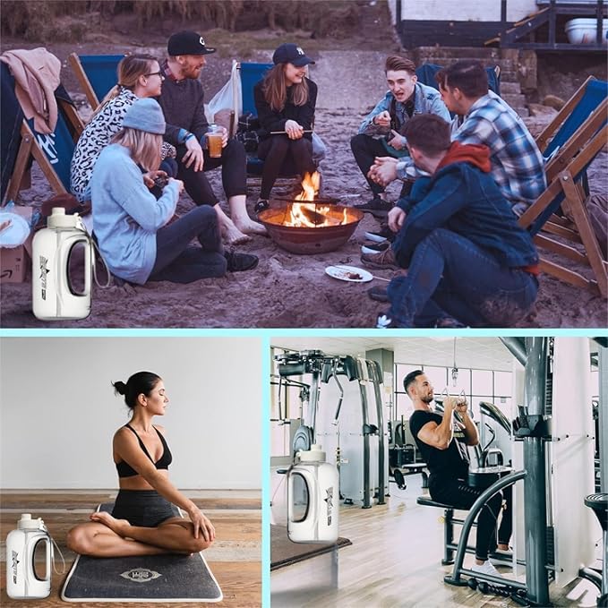 Generic Liquid Sports Water Bottle with Strap and Handle for Running Cycling Hiking Swimming Beach Camping Gym Fitness Yoga Weightlifting, FD9E336 (White)