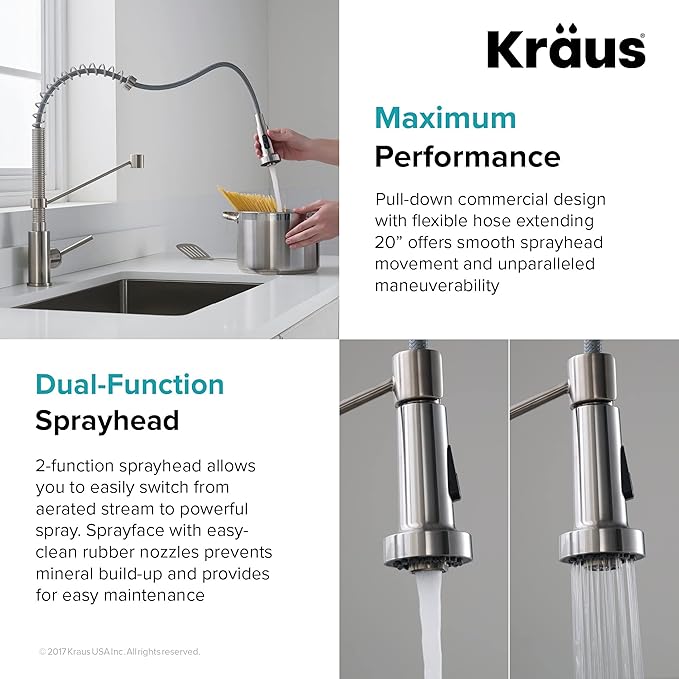 Kraus KPF-1610MB-KSD-43MB Bolden 18-Inch Single Handle Commercial Style Pull-Down Kitchen Faucet with Soap Dispenser, Matte Black